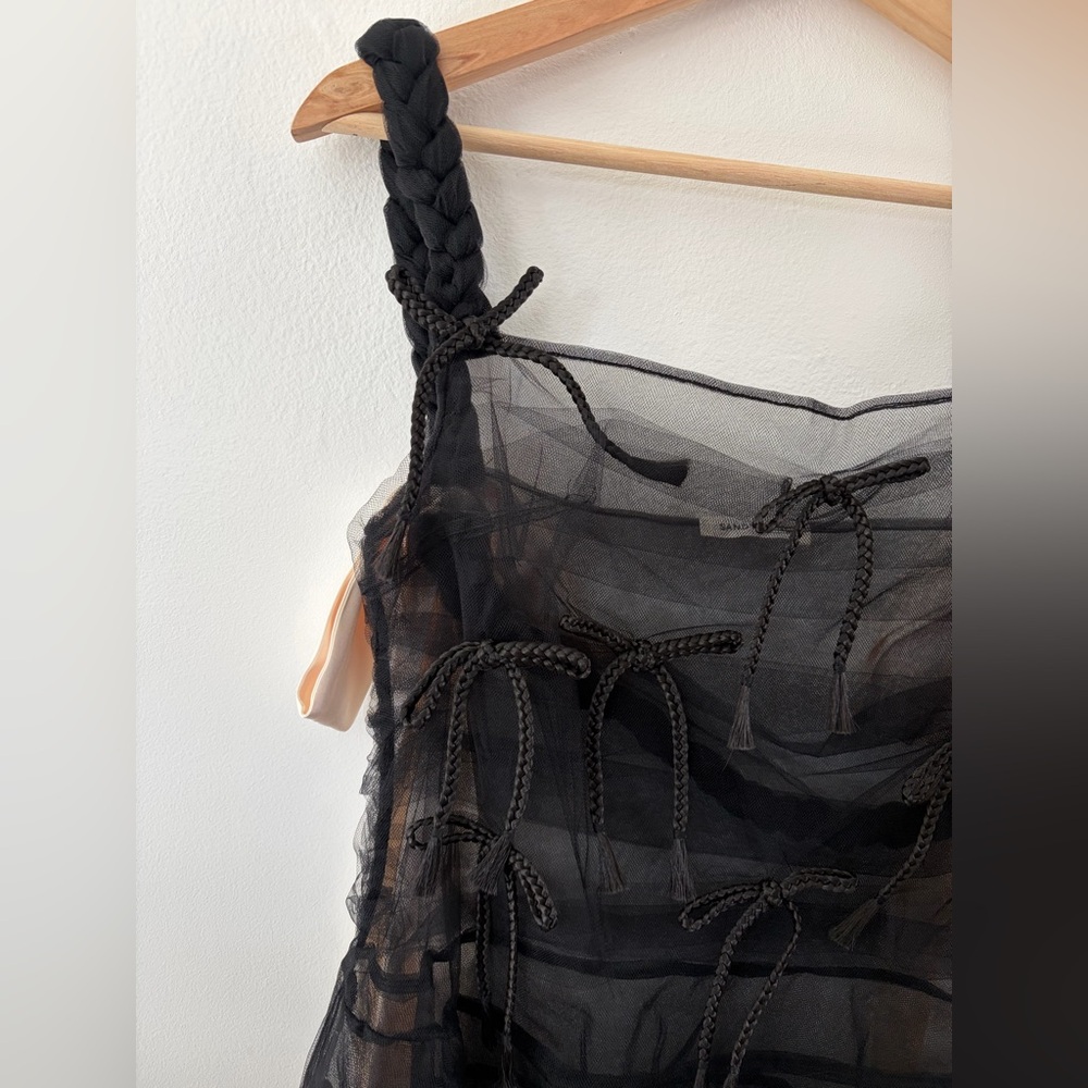 Sandy Liang Monchi Sheer Tulle Bow Midi Dress Size 4 - Picture 6 of 10